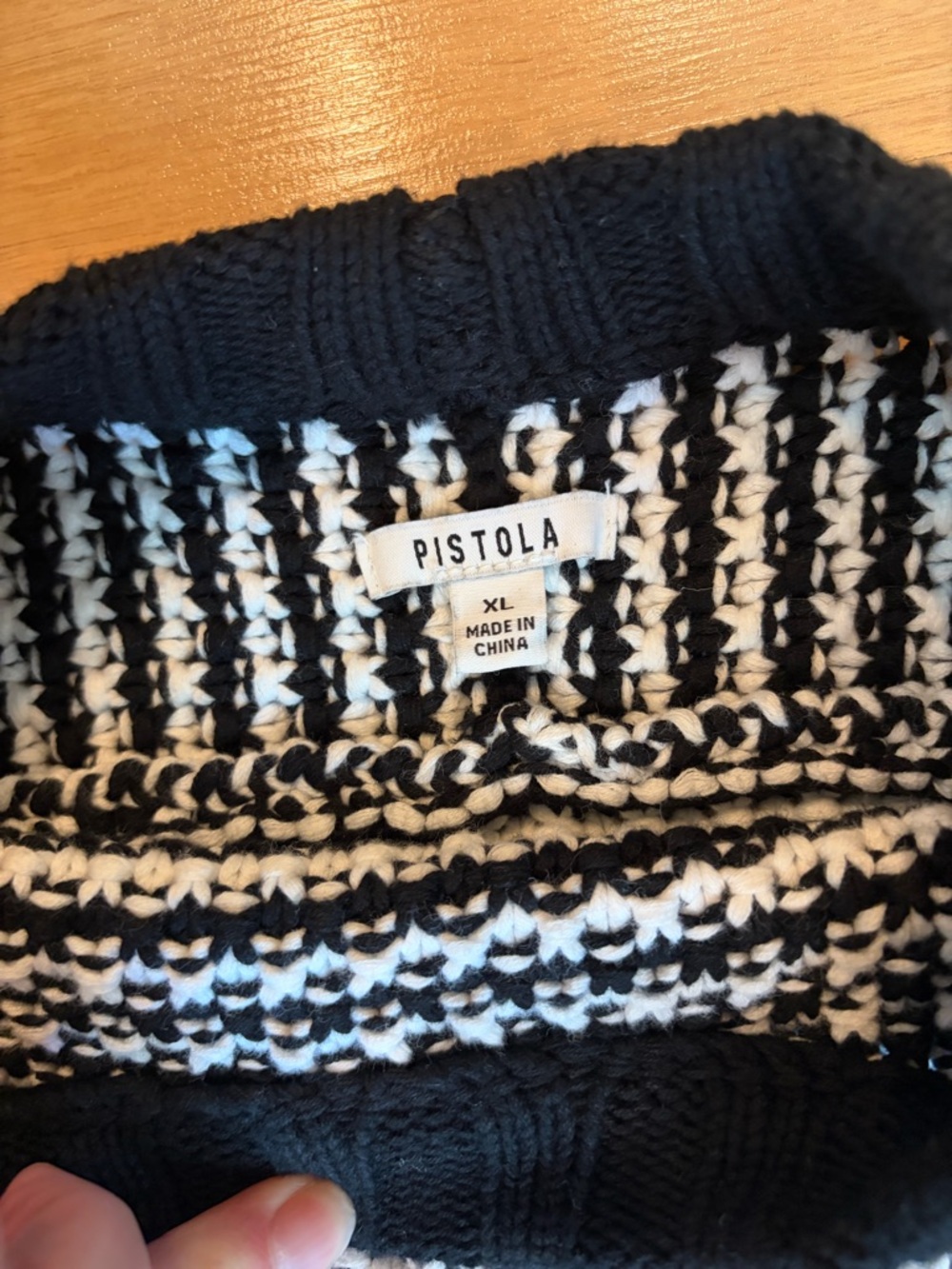 Pistola Black and White Sylvie Cotton Crew Neck Sweater Size XL - Picture 6 of 13